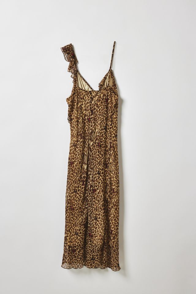 Vintage By Little Oyster Club Asymmetrical Cheetah Midi Dress #1