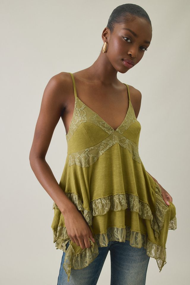 Kimchi Blue Asterid Lace Trim Asymmetric Babydoll Cami #2