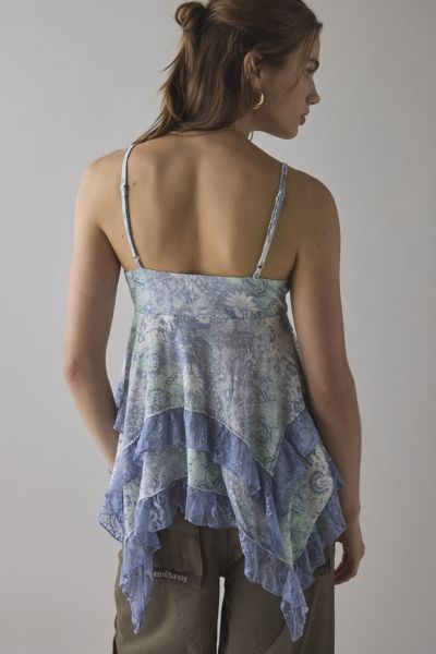 Kimchi Blue Asterid Lace Trim Asymmetric Babydoll Cami