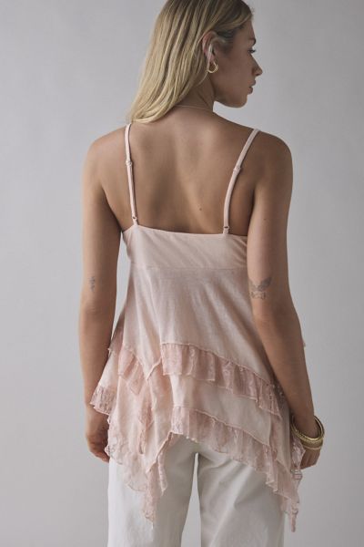 Kimchi Blue Asterid Lace Trim Asymmetric Babydoll Cami