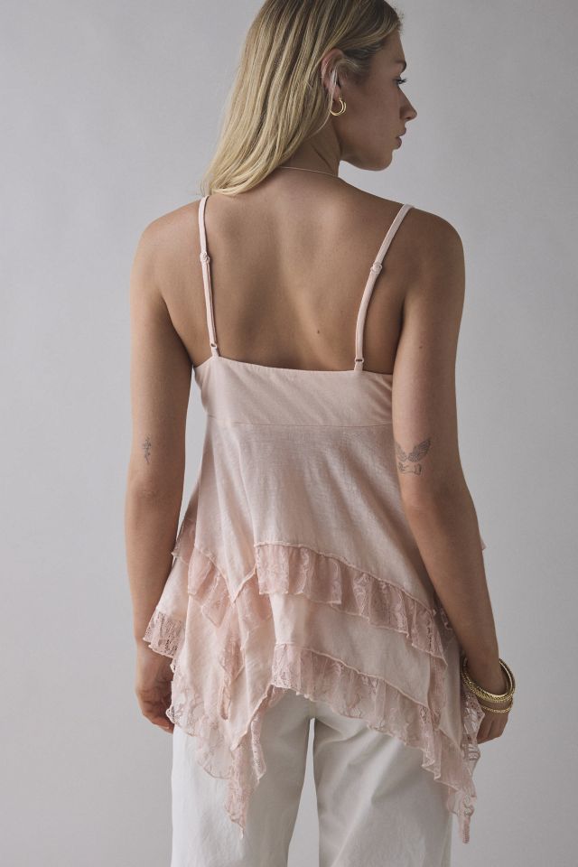 Kimchi Blue Asterid Lace Trim Asymmetric Babydoll Cami