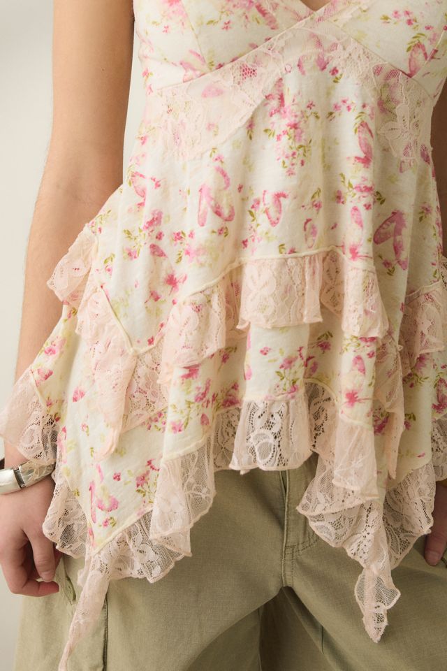 Kimchi Blue Asterid Lace Trim Asymmetric Babydoll Cami #3