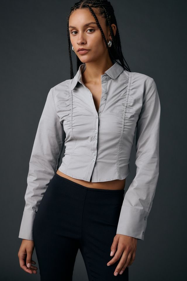 Zemeta Bestie Ruched Button-Down Blouse #1