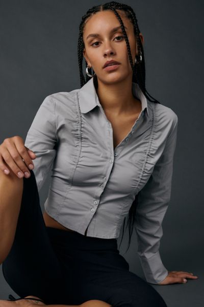 Zemeta Bestie Ruched Button-Down Blouse