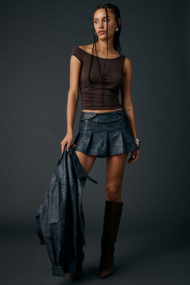 Zemeta Attic Box Faux Leather Micro Mini Skirt #2