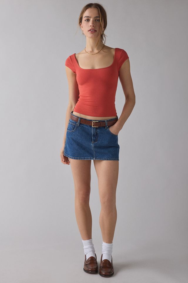 BDG Drew Cap Sleeve Square Neck Cropped Tee #2