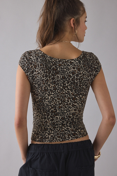 BDG Drew Cap Sleeve Square Neck Cropped Tee