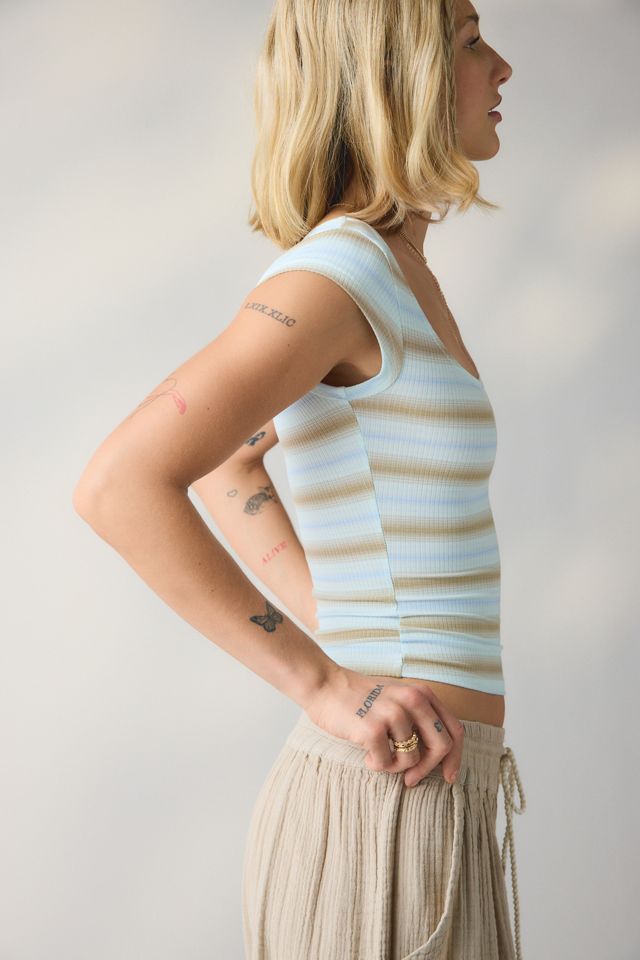 BDG Drew Cap Sleeve Square Neck Cropped Tee #3
