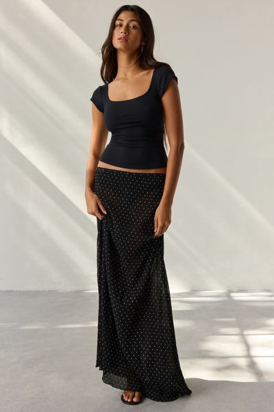 BDG Andie 3/4 Sleeve Square Neck Cropped Tee