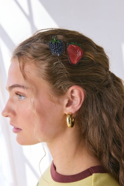 Chunks Berries Hair Clip Pack In Red Berry, Women's At Urban Outfitters