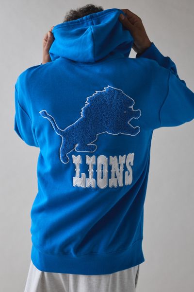 Urban Outfitters Nfl Uo Exclusive Detroit Lions Chenille Patch Hoodie Sweatshirt In Blue, Men's At  In Blue