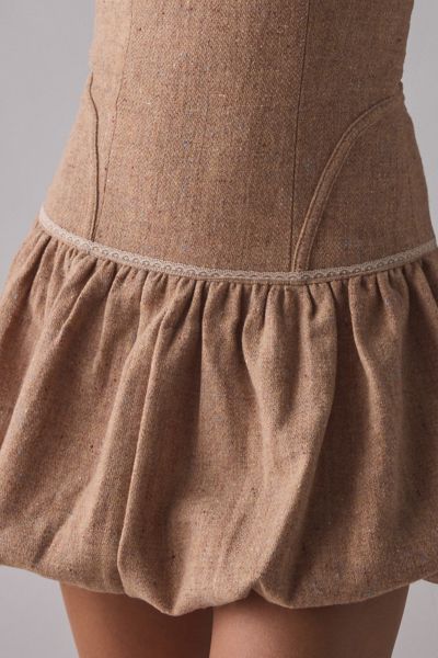 Zemeta Blusher Wool Drop Waist Strapless Mini Dress