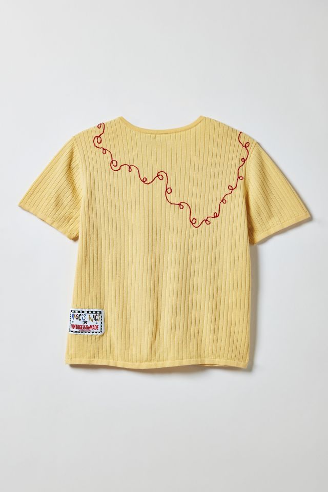 Vintage By Magg’s Rags Telephone Patchwork Graphic Button Front Tee #1