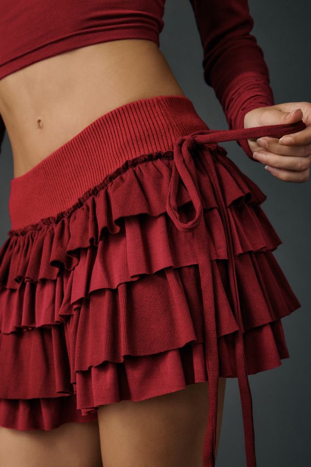Zemeta Marie Red Knit Tutu Mini Skort #1