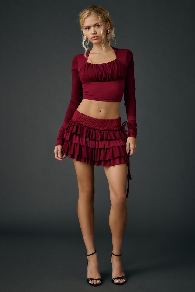 Zemeta Red Bloom Heart Square Neck Long Sleeve Top #1