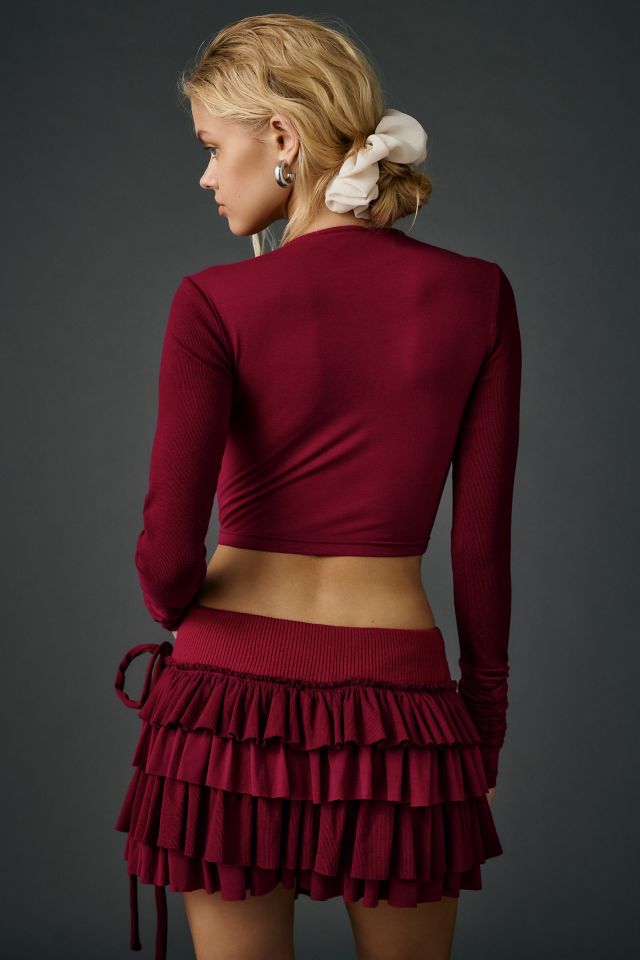 Zemeta Red Bloom Heart Square Neck Long Sleeve Top #2