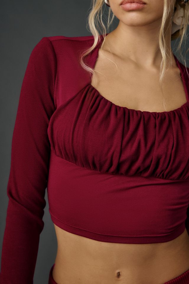 Zemeta Red Bloom Heart Square Neck Long Sleeve Top #3