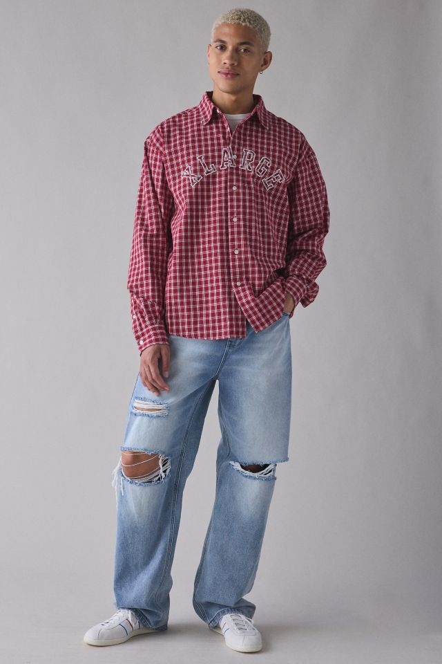 XLARGE Plaid Patch Logo Long Sleeve Shirt #2