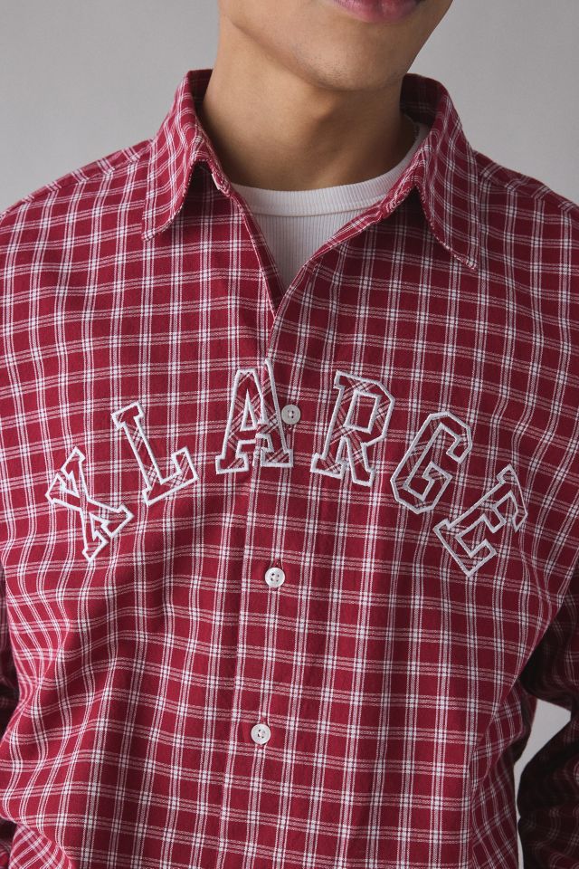 XLARGE Plaid Patch Logo Long Sleeve Shirt #3
