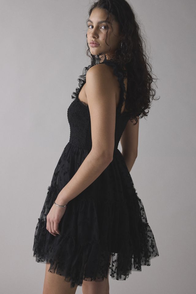 En Saison Casey Flutter Bow Flocked Mesh Mini Dress #3