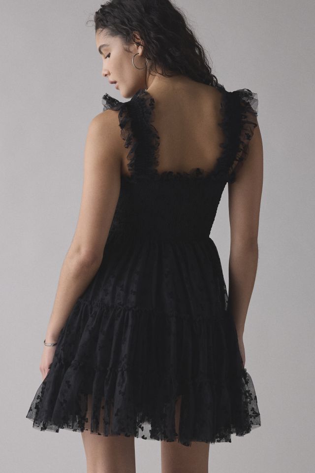 En Saison Casey Flutter Bow Flocked Mesh Mini Dress #4