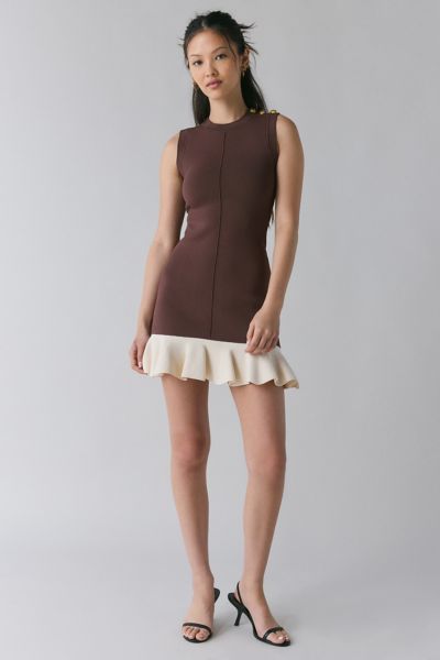 En Saison Ingrid Ruffle Hem Sweater Mini Dress