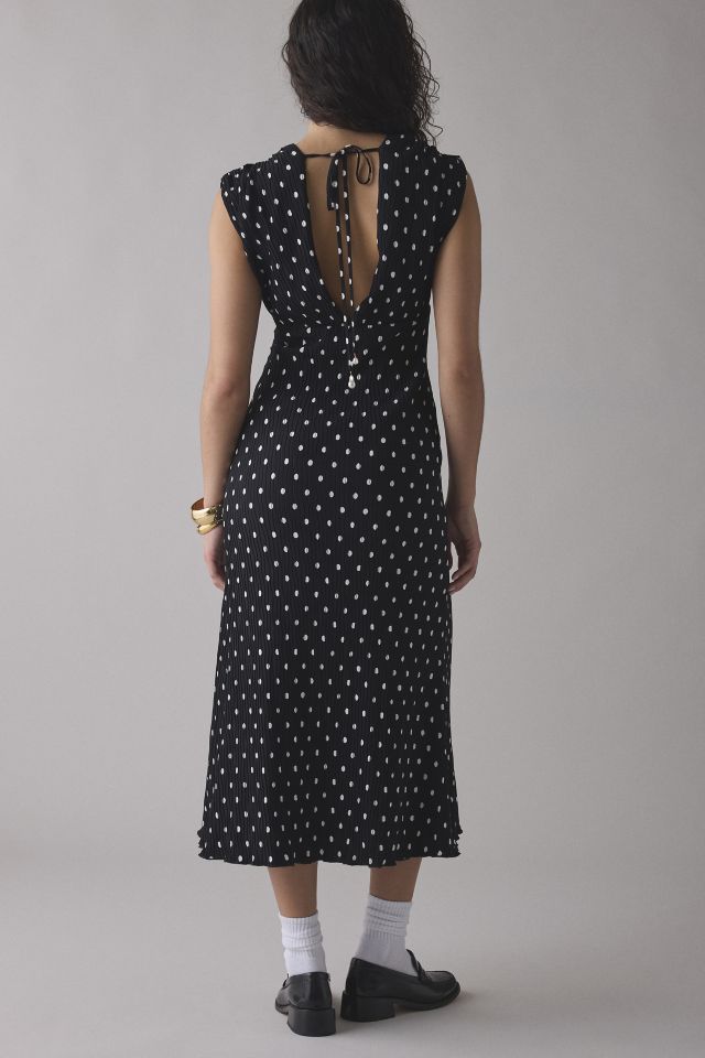 En Saison Darlene Polka Dot Plunging Tie-Back Maxi Dress #4