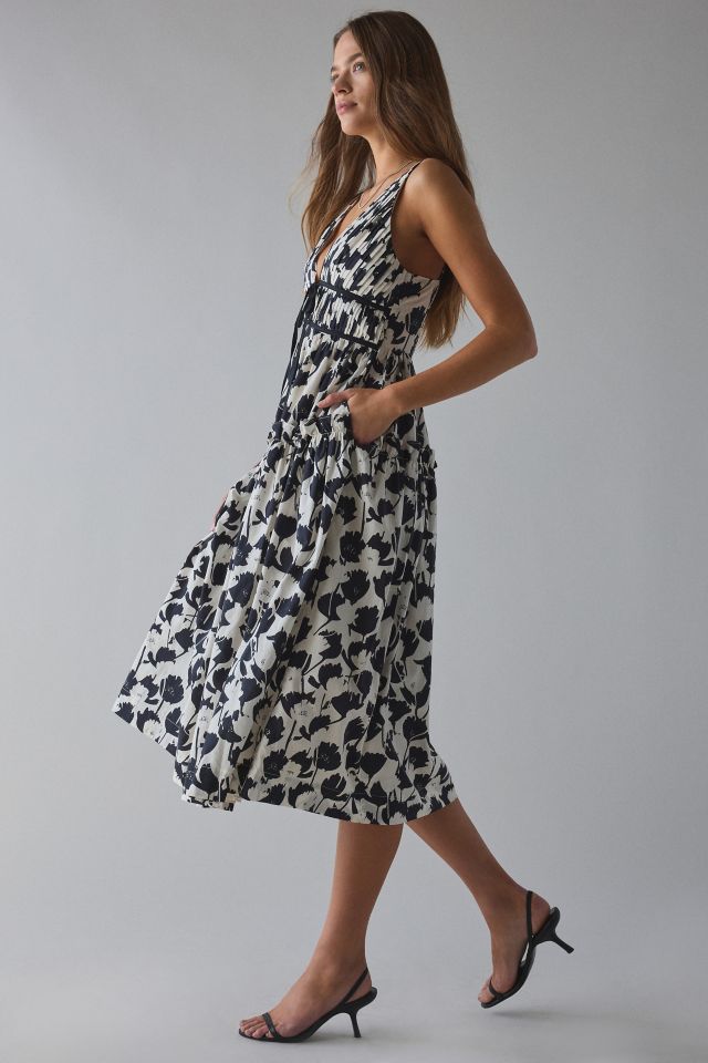 En Saison Laurel Plunge Tie-Front Tiered Midi Dress #3