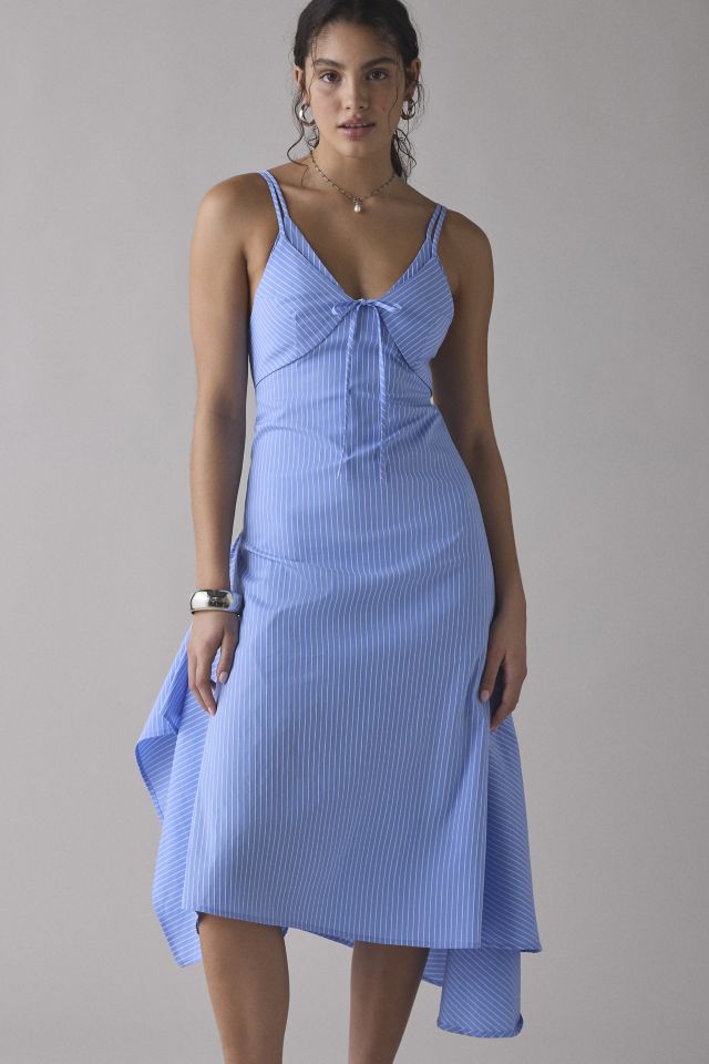 En Saison Lilith Striped Asymmetrical Paneled Midi Dress #1