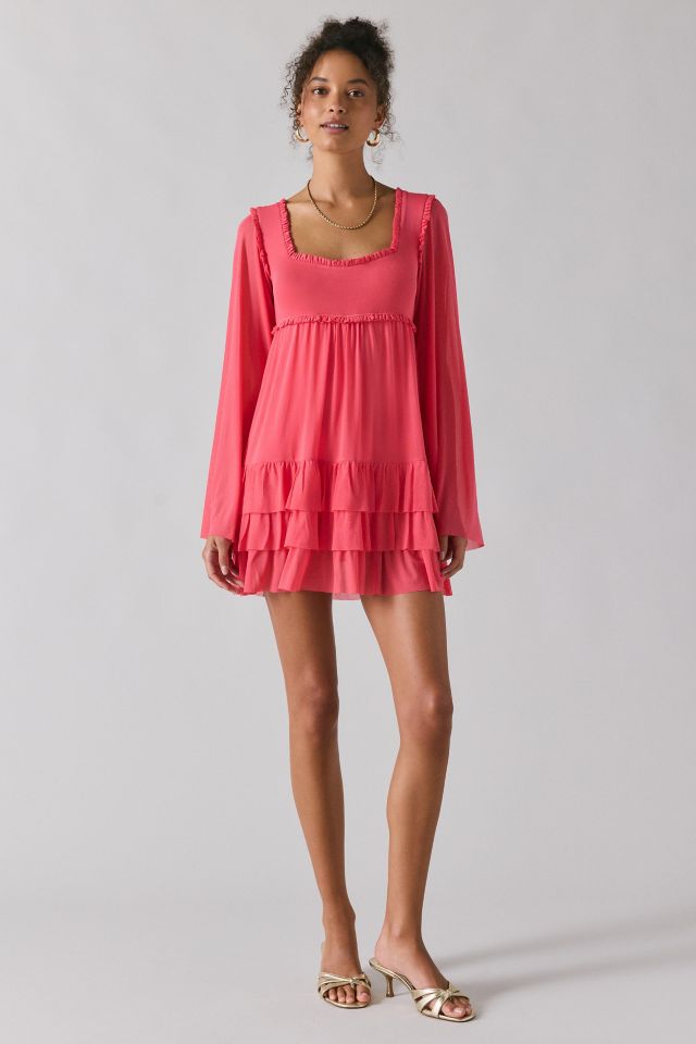 AFRM Madison Bell Sleeve Ruffle Babydoll Mini Dress #2