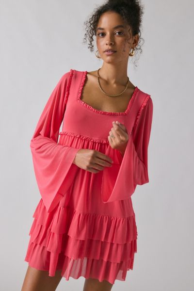 AFRM Madison Bell Sleeve Ruffle Babydoll Mini Dress