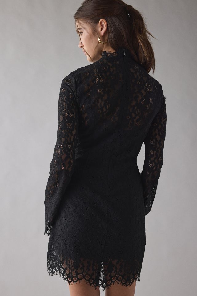 AFRM Irene Black Lace Long Sleeve Mini Dress #2