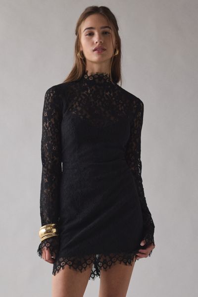 AFRM Irene Black Lace Long Sleeve Mini Dress