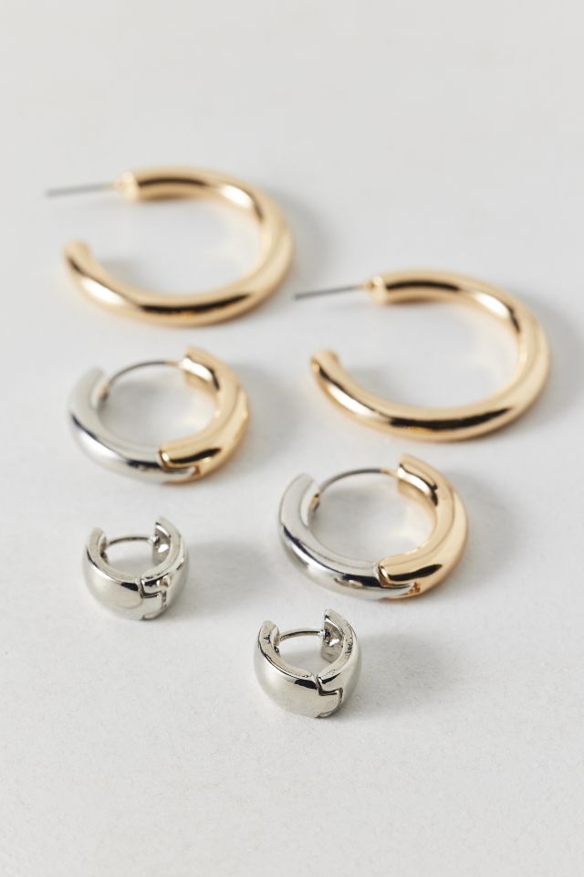 Mixed Metal Hoop Earring Set #2