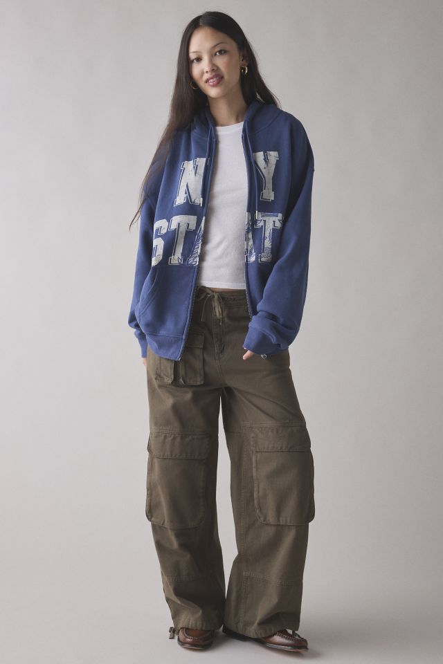 BDG Dusty Prep State Graphic Oversized Zip-Up Hoodie Sweatshirt #1