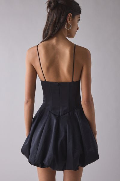 LoveShackFancy Salina Satin Bubble Hem Corset Mini Dress