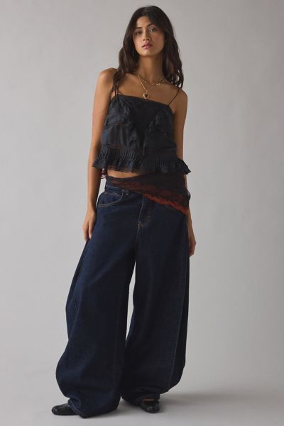 LoveShackFancy Ondeline Silk Lace Trim Ruffle Cami