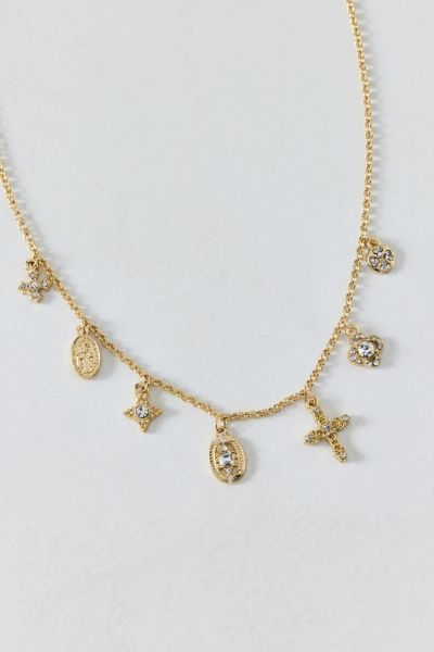 Maria Rhinestone Cross Charm Necklace