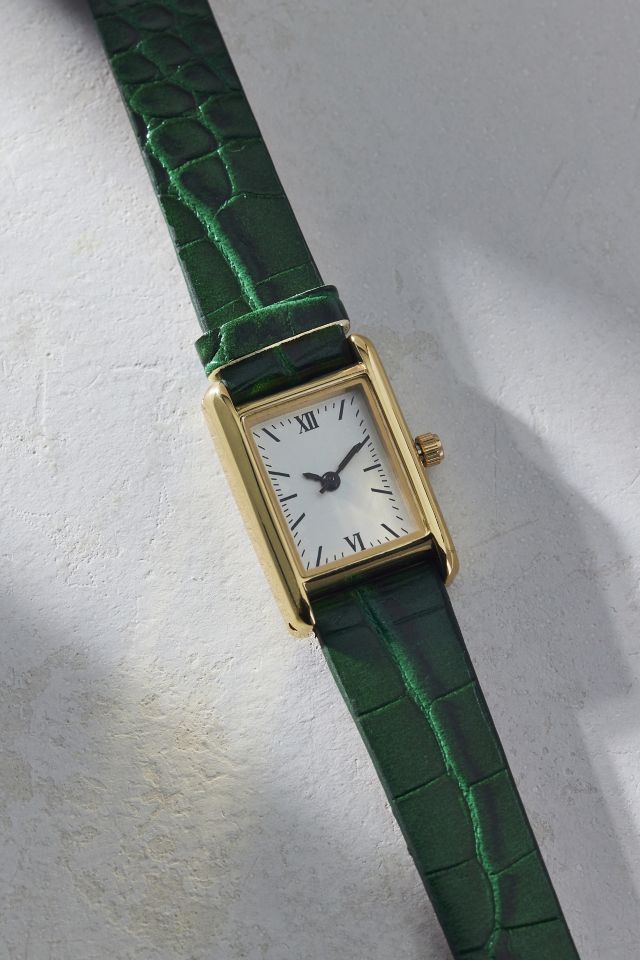 Croc Embossed Leather Rectangle Watch #2