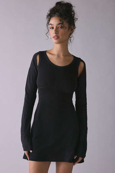 The Ragged Priest Agent Cut-out Jersey Knit Mini Dress In Black, Women's At Urban Outfitters
