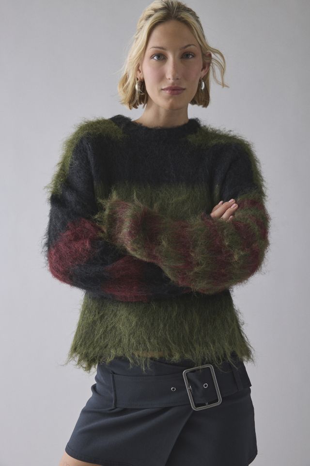 The Ragged Priest Humbug Striped Fuzzy Knit Sweater #1