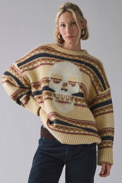 The Ragged Priest Skull Fair Isle Knit Oversized Sweater