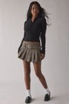 The Ragged Priest Belted Plaid Pleated Mini Skirt