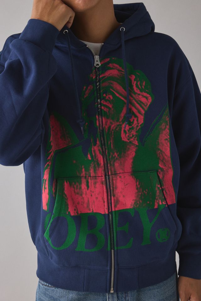 OBEY Blindfold Graphic Zip Hoodie Sweatshirt #3
