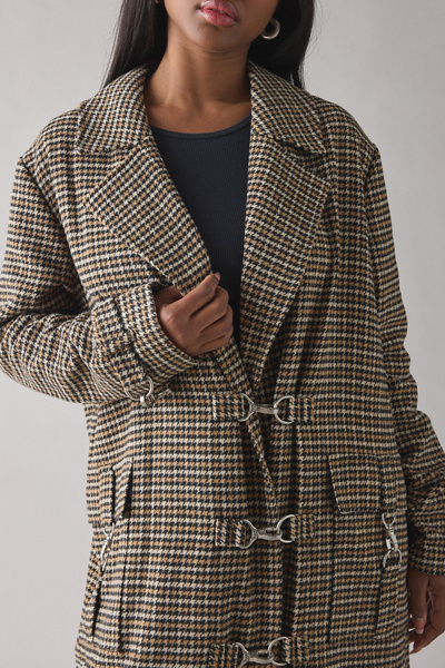 The Ragged Priest Dale Houndstooth Check Long Coat