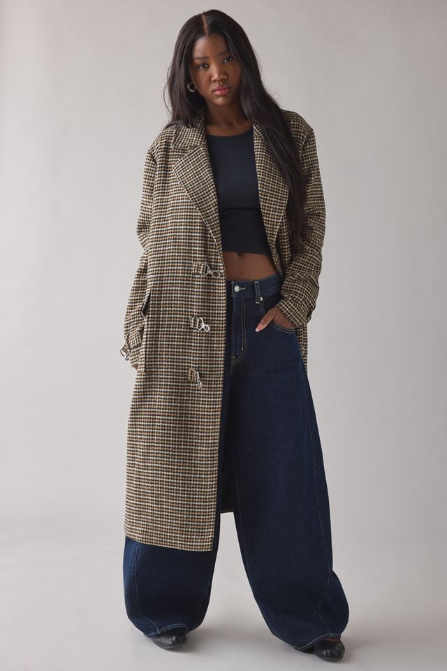 The Ragged Priest Dale Houndstooth Check Long Coat | Urban Outfitters