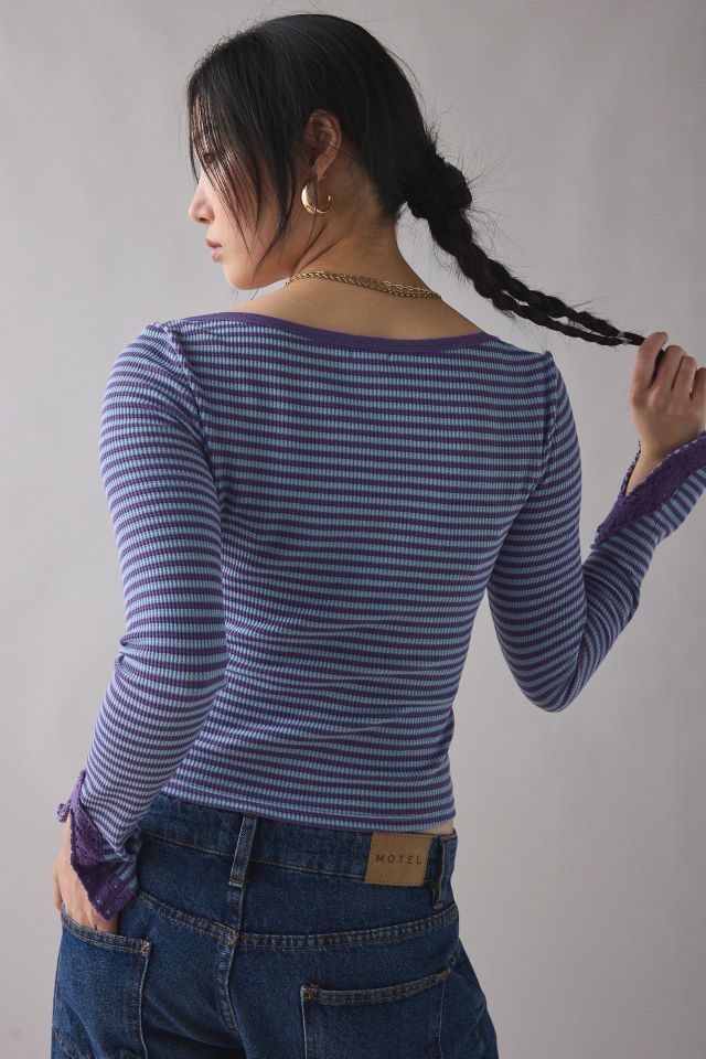Kimchi Blue Lola Lace Trim Boatneck Long Sleeve Top #3