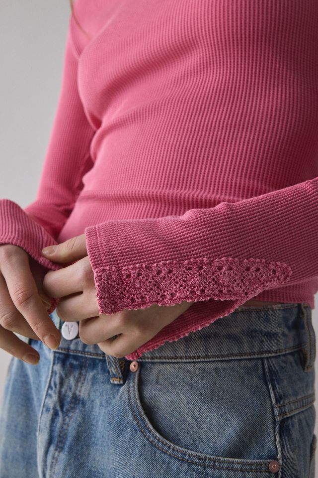 Kimchi Blue Lola Lace Trim Boatneck Long Sleeve Top #2