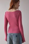 Kimchi Blue Lola Lace Trim Boatneck Long Sleeve Top