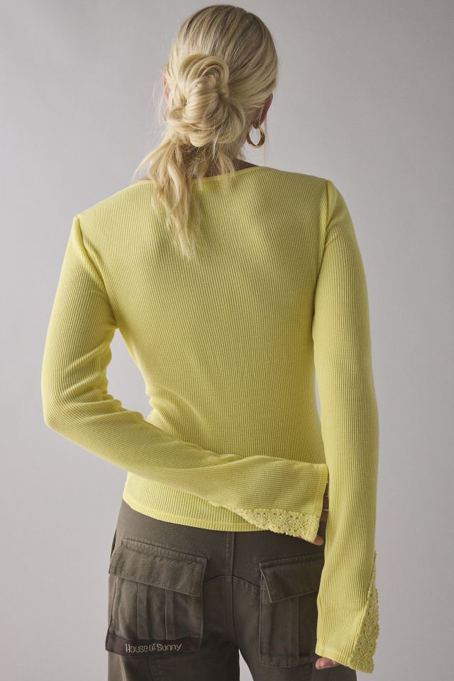 Kimchi Blue Lola Lace Trim Boatneck Long Sleeve Top